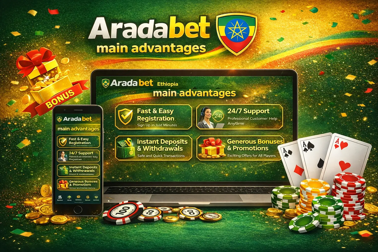 Arada bet casino main advantages