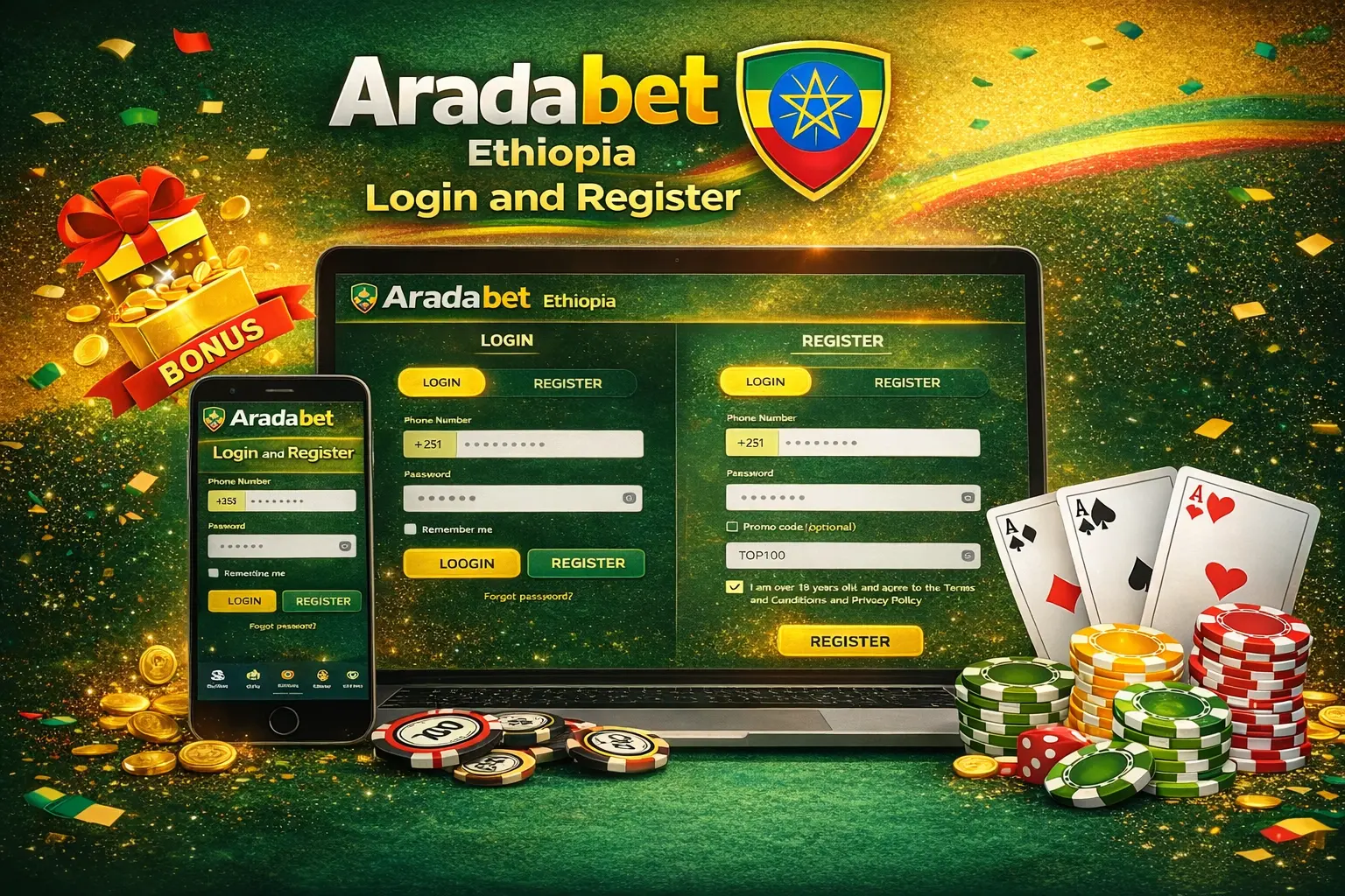 Registration and Login in Arada bet