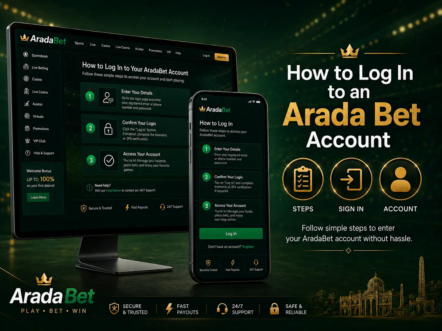 How to Log In to an Arada Bet Account