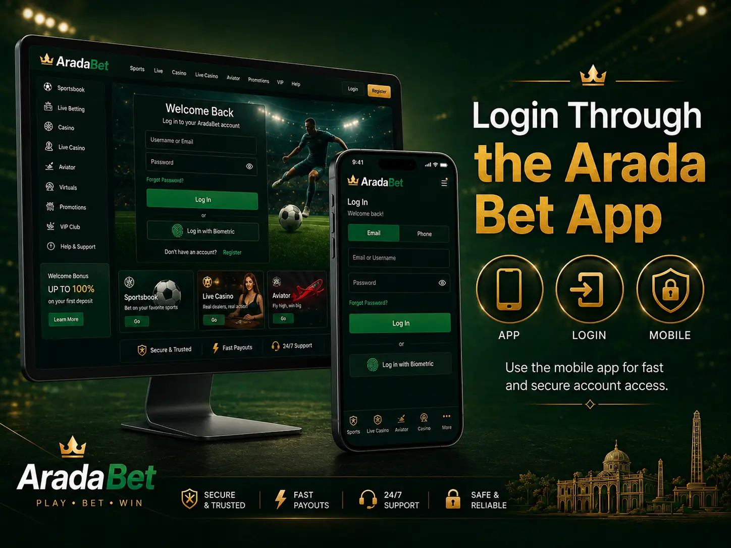 Login Through the Arada Bet App