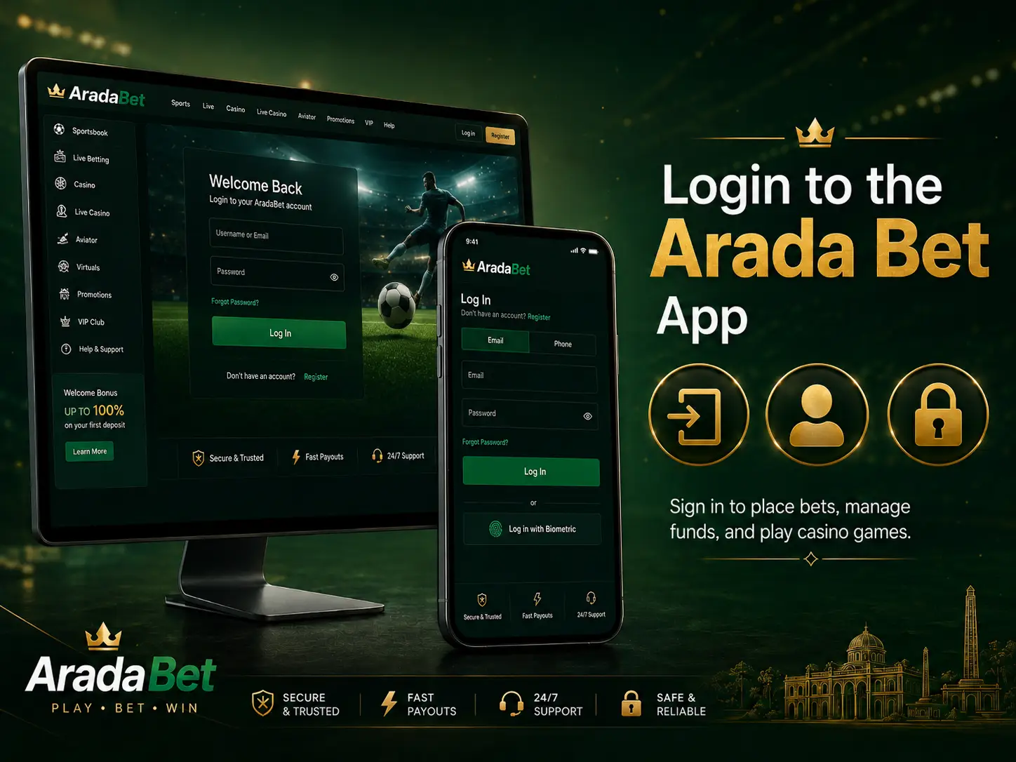 Login to the Arada Bet App